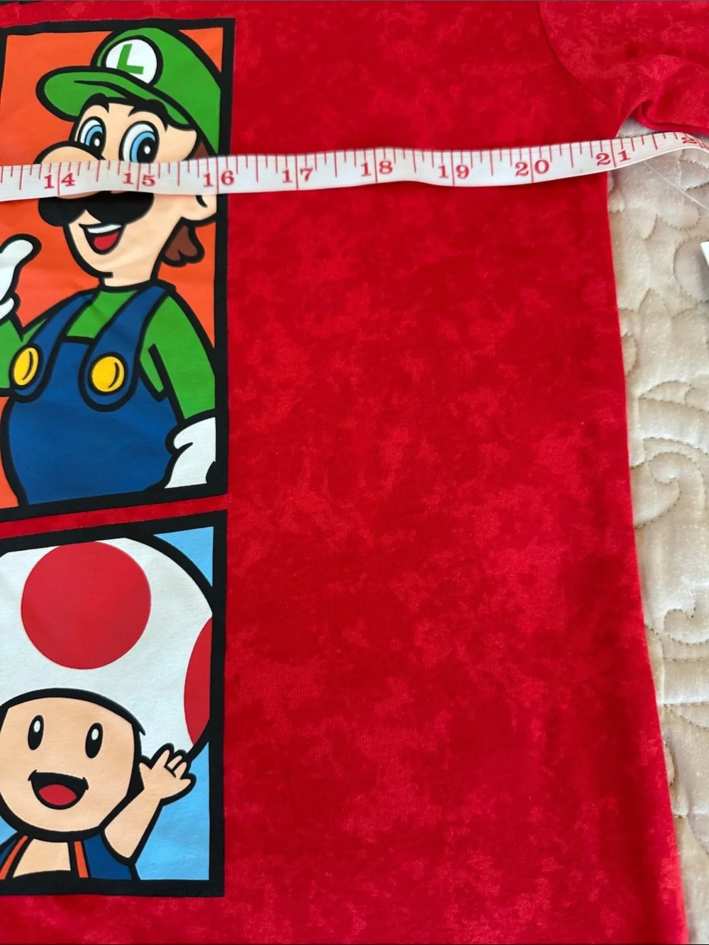 Nintendo Super Mario Red Short Sleeve Tee with Multicolor Character Panels